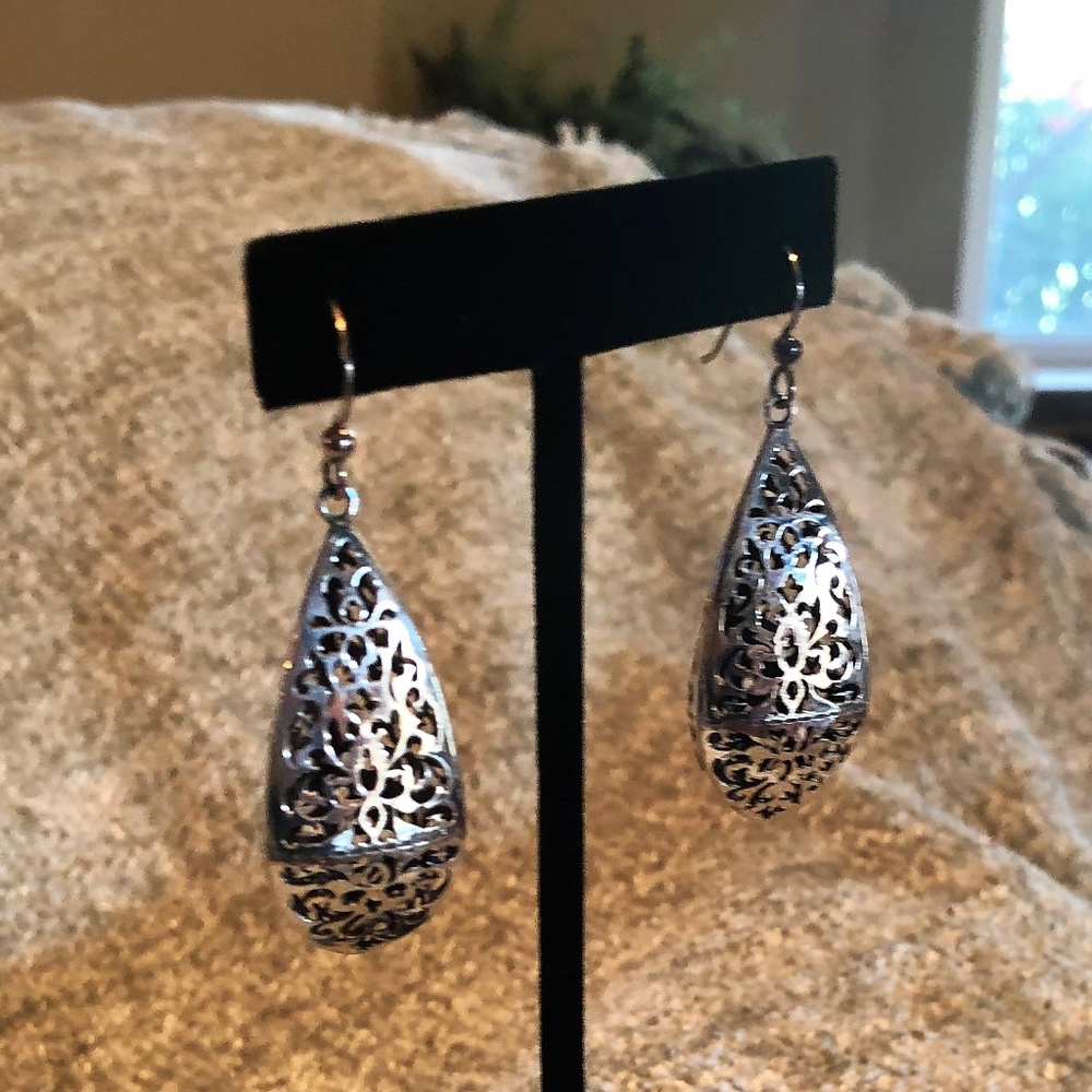 Brighton Silver Deco Teardrop Earrings